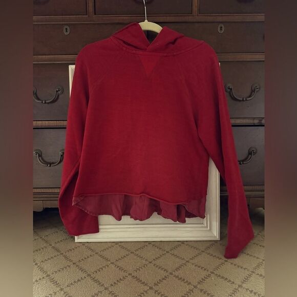 lululemon athletica red pullover hoodie with sueded cotton ruffles in back - 8 - Picture 2 of 12